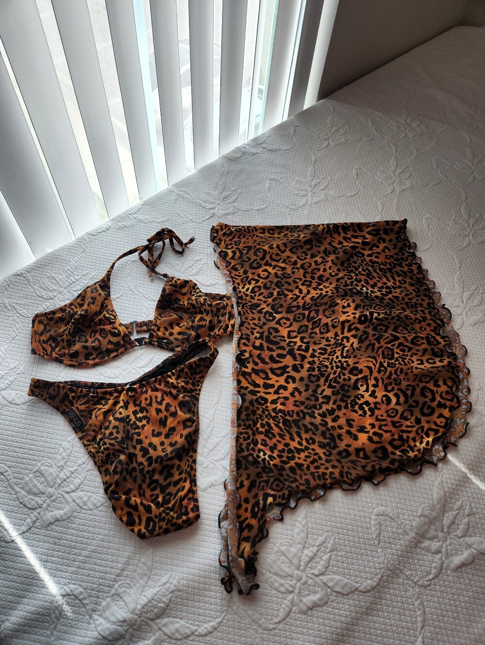VENUS Leopard-Print Bikini Set in Orange, Black, Gray